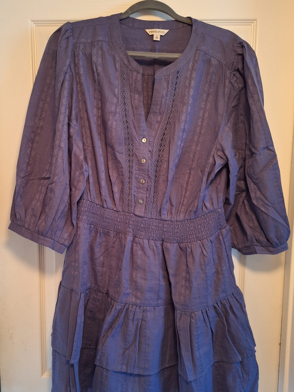 FRYE AND CO. Lavender Tiered Button-Front Midi Dress
